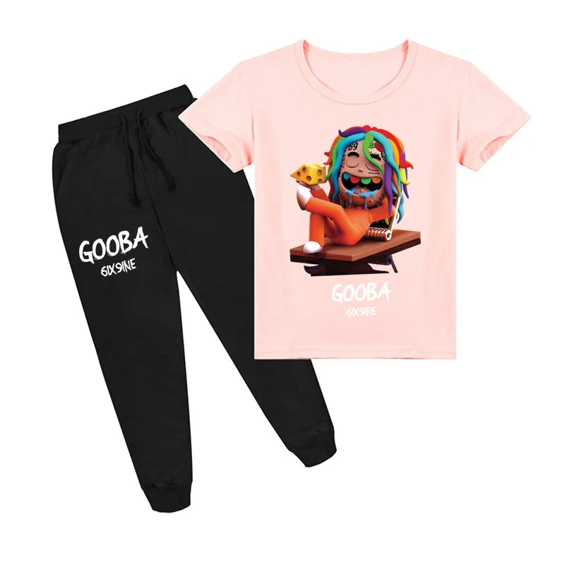 

Z&Y 2-16Y 2020 Hip Hop 6ix9ine Gooba Rainbow T Shirt Short Sleeve Pants 2pcs Set Kids Tracksuit Baby Boys Sportsuit Girls Outfit