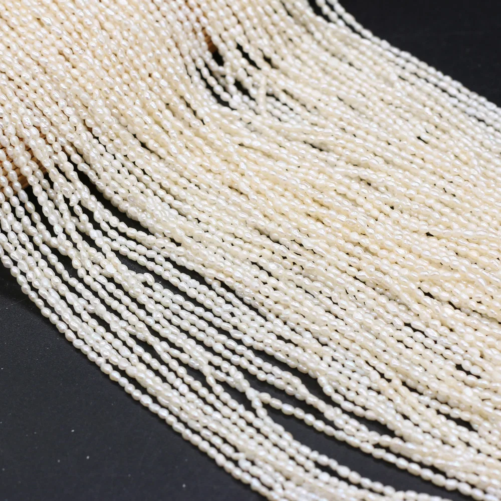 1.8-2mm Natural Freshwater Pearl Beads Irregular Punch White Pearls DIY Elegant Necklace Bracelet Making Jewelry Findings 14''
