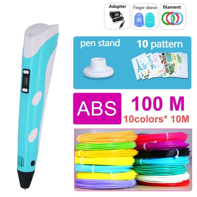 Bolígrafo 3D con filamentos ABS de 20 colores para niños, pluma de dibujo de impresión, regalo