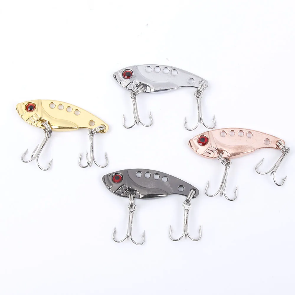 

New 4pcs Metal Fishing Lures Spinner VIB Crankbait Fish Hooks Crank Baits Tackle