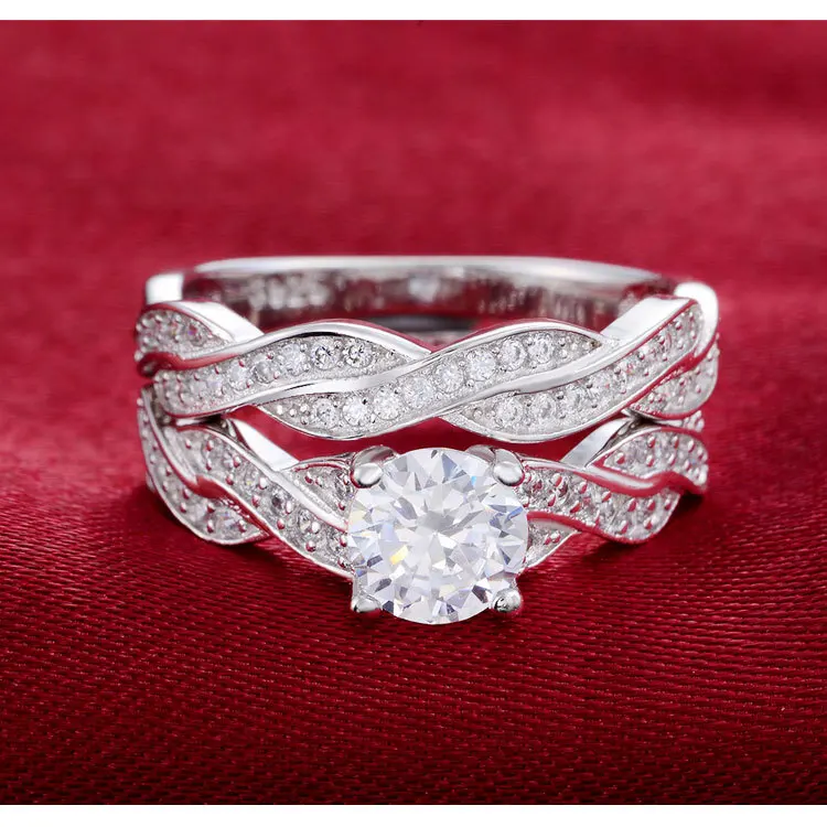 925 стерлингового серебра 2018 Новое поступление обручальное кольцо набор пара для