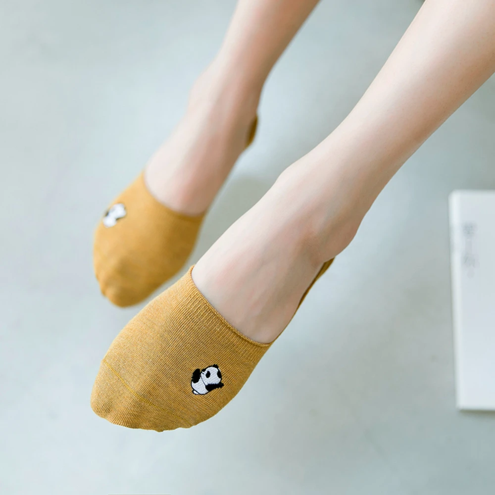 Носки в японском стиле Харадзюку с вышитыми животными женские летние хлопковые