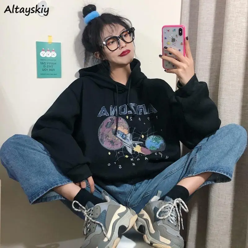 Толстовка ZITY женская с принтом уличная одежда бойфренда оверсайз в стиле хип хоп