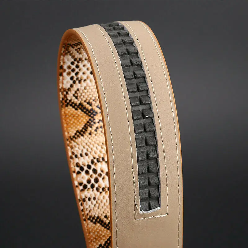 

Men's PU Leather Snakeskin Embossing Accurately Fits Automatic Buckle Ratchet Belt