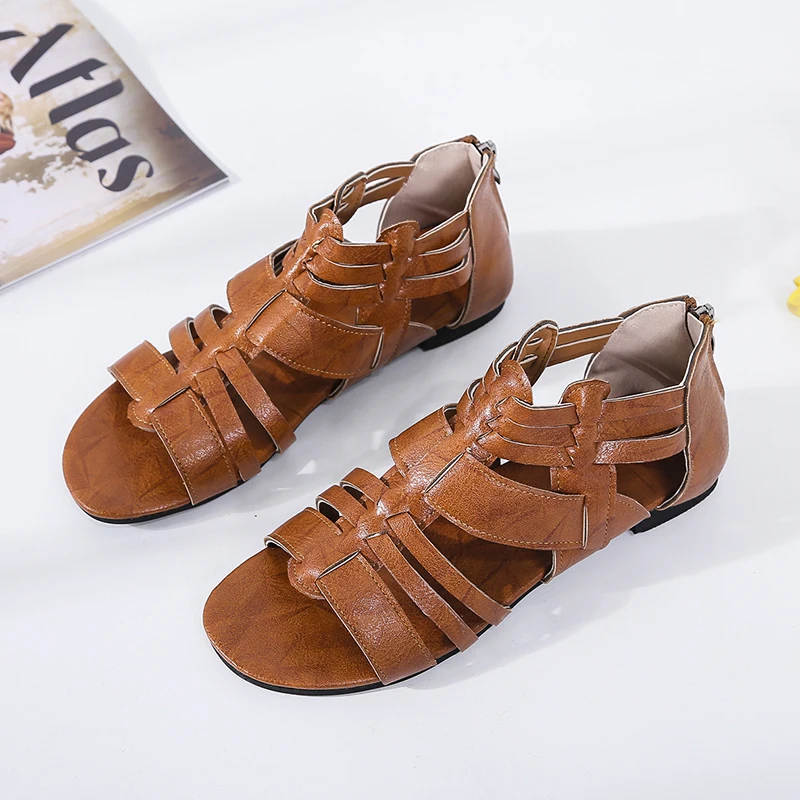 

Plus Size Flat Beach Sandals Women Sandals Ladies Slippers Brand Bohemian Female Cross Tie Summer Shoes Woman Sandales Femme