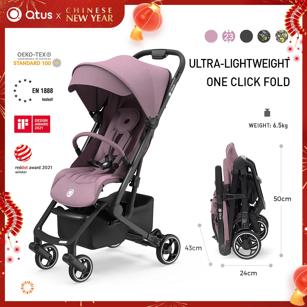 QTUS FlexPro Llightweight Baby Stroller, UPF50+ Canopy & Flip-out Sun Visor, Peek-a-boo Window, Breathable & Comfortable Fabric