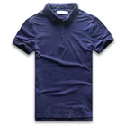Мужская приталенная рубашка-поло, повседневная однотонная хлопковая рубашка-поло с короткими рукавами, лето 2019