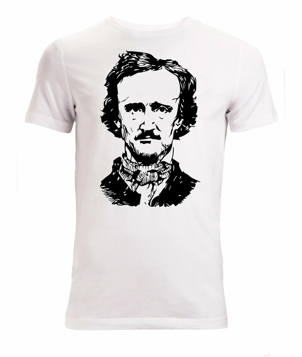 Edgar Allan Poe известный писатель эскиз работа Мужская футболка белый Бесплатная