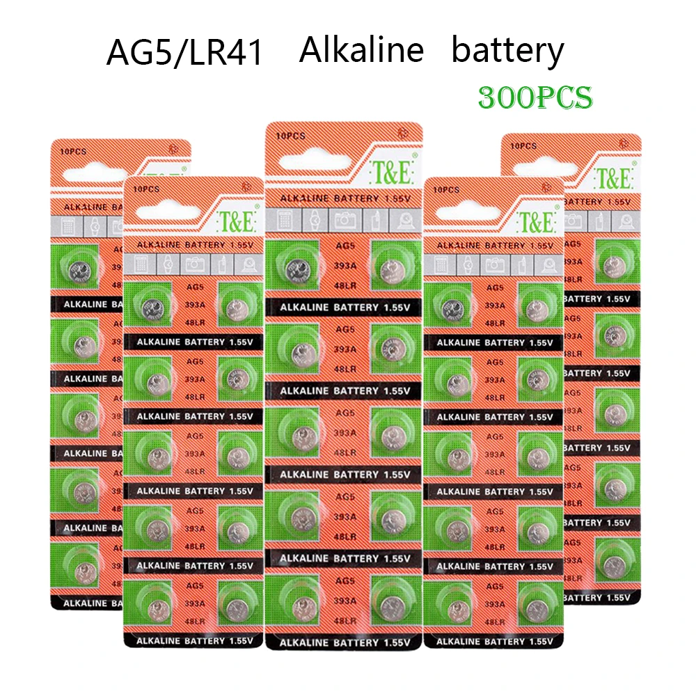 

AG 5 1.55 V Alkaline Button Battery 300pcs 60mAh LR754 393 SR754 193 393A 48LR G5A Cell Coin Batteries For Watch Toys Remote