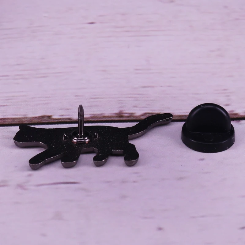 Эмалированная заколка в виде кошки со скелетом и черепом | Украшения аксессуары