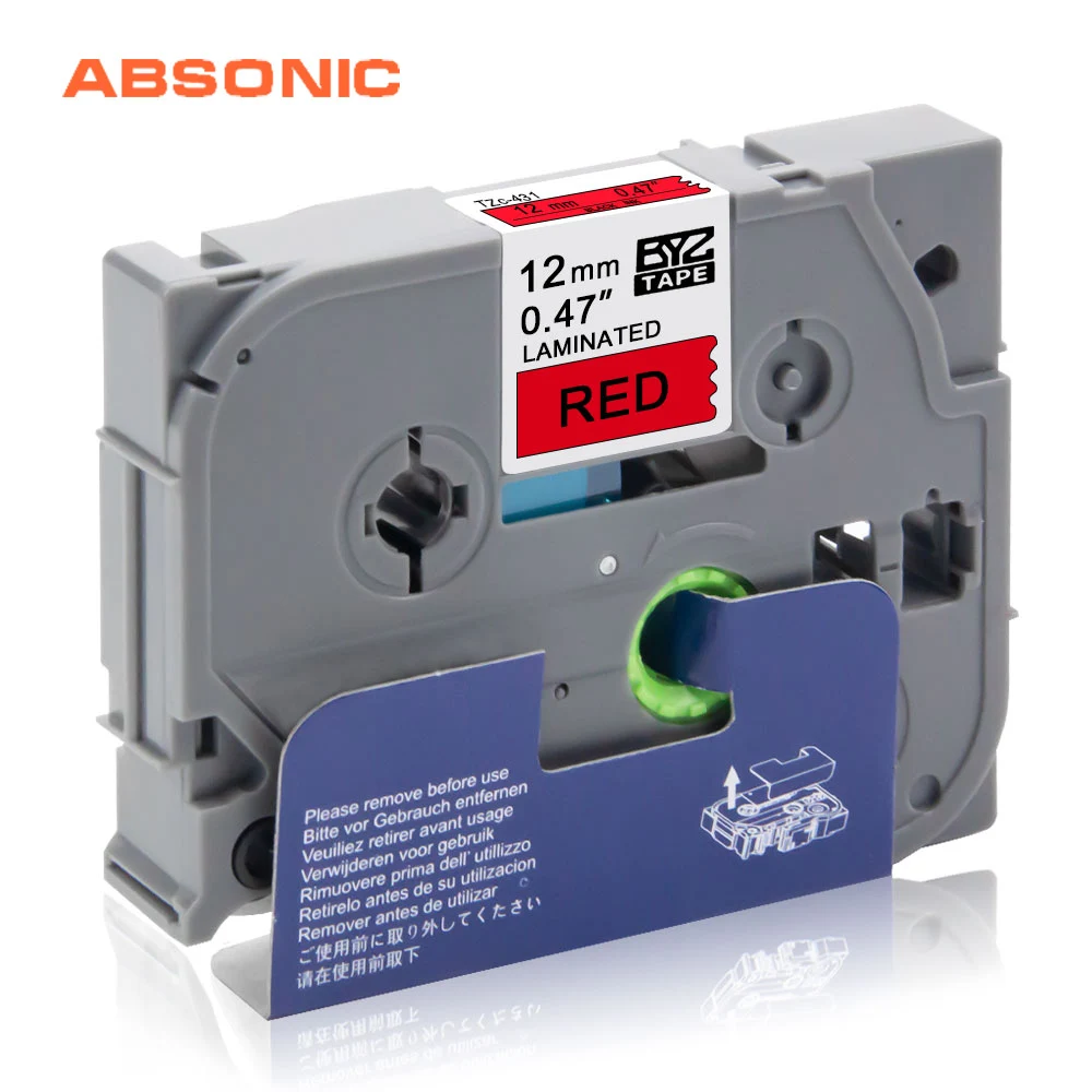 Absoonic Brother TZe 431 совместимый с P touch этикетки 12 мм клейкие картриджи черный на