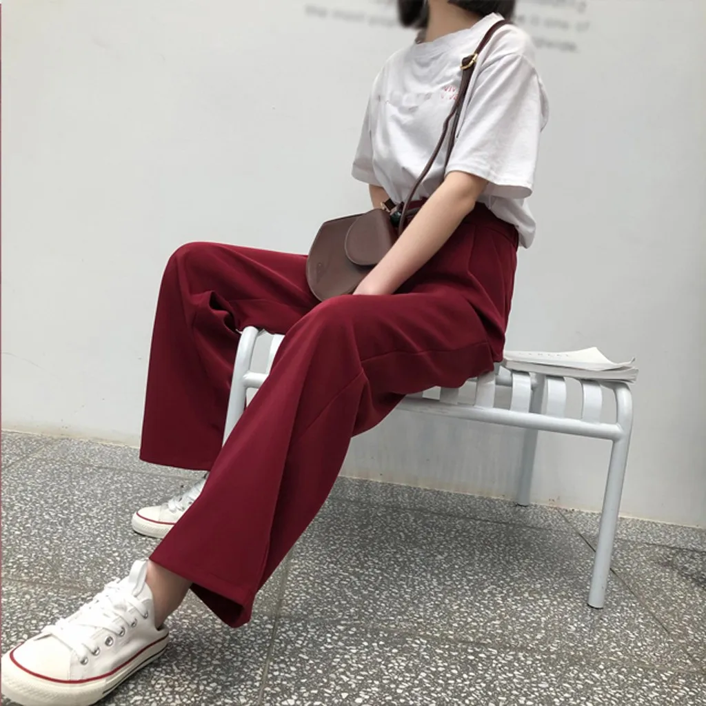 Новые зимние женские широкие брюки с высокой талией и карманами однотонные сезон