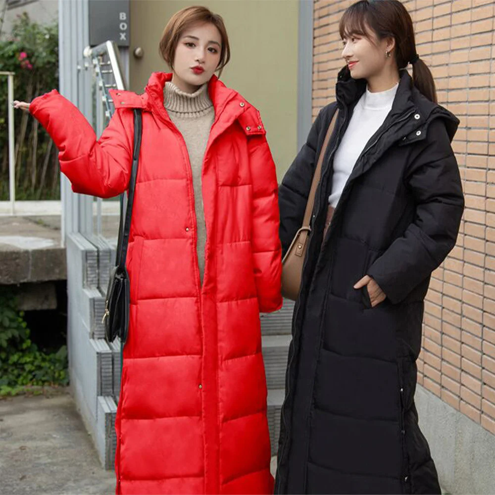 Women Winter Thick Warm Parka Coat Long-sleeved Cotton Hooded Down Jacket Korean Style Elegant Coat Ladies Coats and Jackets