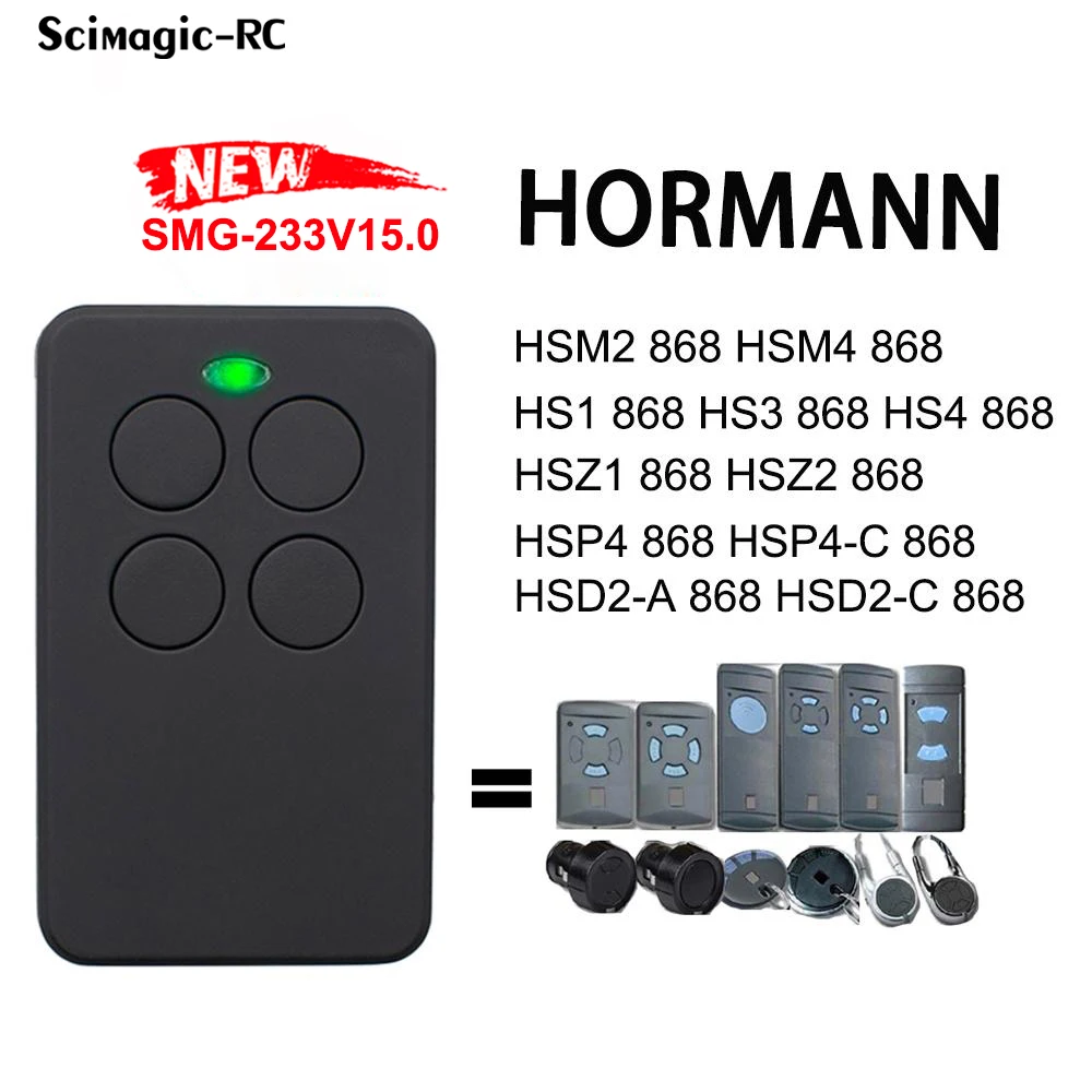 

868MHz Clone HORMANN Remote Control Compatible HSE2 HSE4 HSM2 HSM4 HS1 HS2 HS4 Garage Door Opener 868.35MHz Command Transmitter