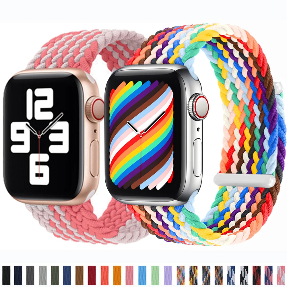 

Braided Solo Loop Strap For Apple Watch Band 44mm 42mm 45mm 41mm 40 38mm Nylon Elastic Belt Bracelet iWatch Series 3 4 5 SE 6 7