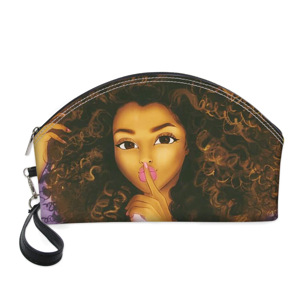 

HaoYun African Girls Style Printing Pattern PU Cosmetic Cases Fashion Women Make Up Bags Zipper Portable Cosmetic Receive Bags