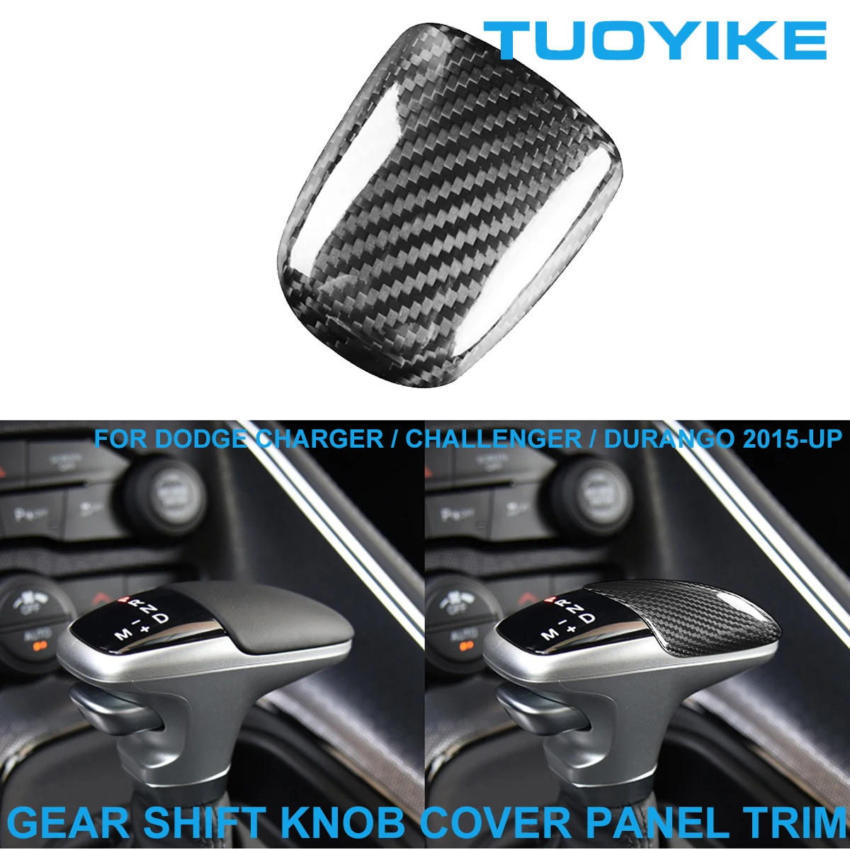 

LHD Car Styling Real Dry Carbon Fiber Gear Shift Knob Cover Panel Trim Sticker For Dodge Charger Challenger Durango 2015-2021