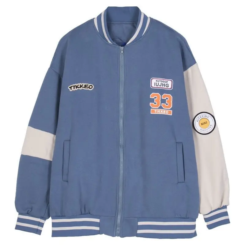 

2021 Autumn New Bomber Jacket Women Streetwear Clothing Zip Up Spliced Baseball Tooling Fashion Coat Casual Outwear