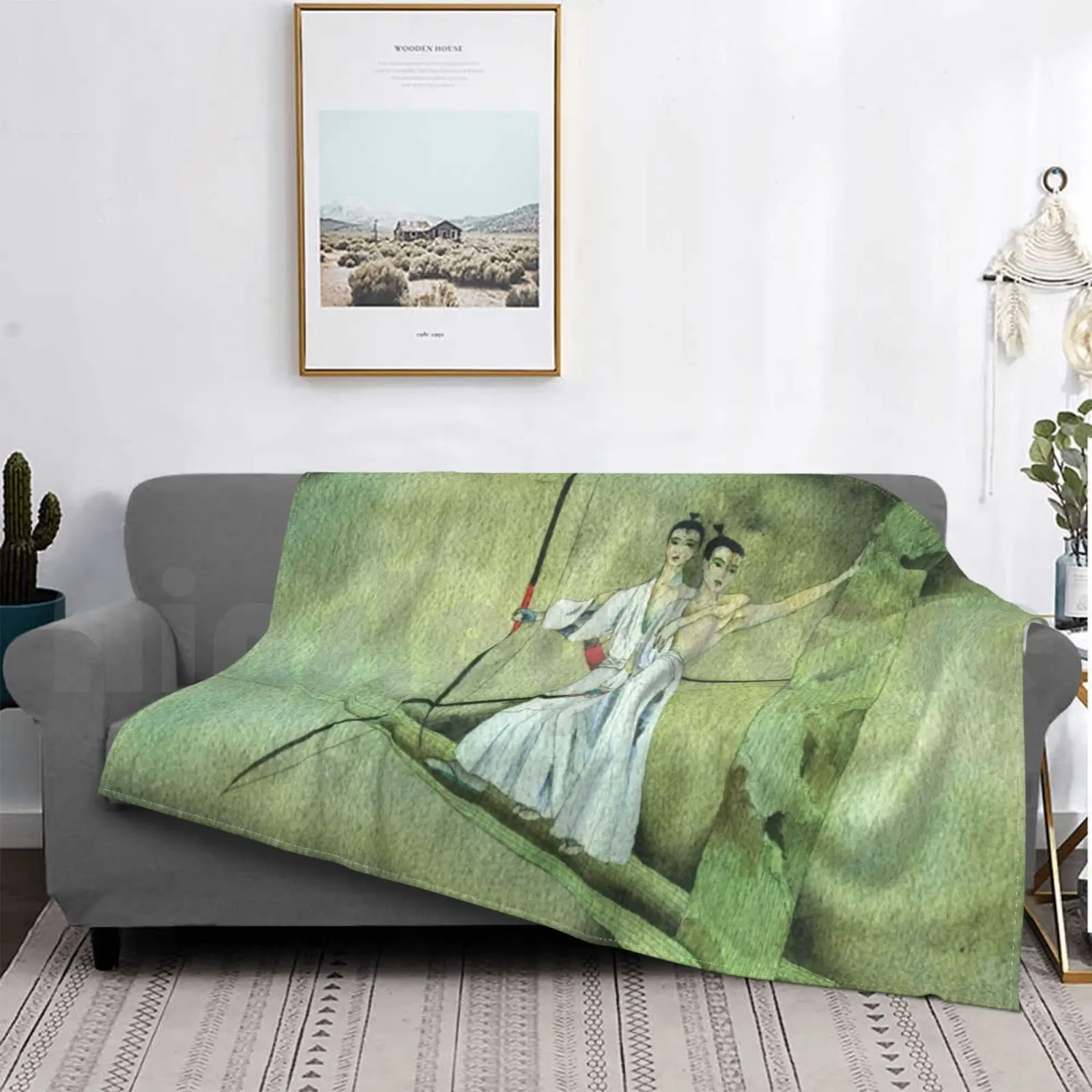 Одеяло Soul Mate для дивана-кровати путешествий Hollywutz Soulmates Almas Gemelas Japan Arc Longbow Hakama Heron