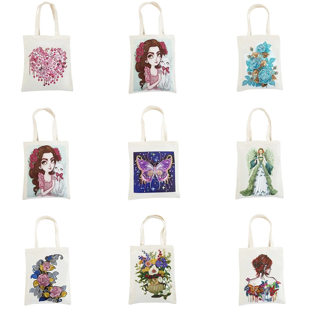 

Набор для алмазной живописи для взрослых 2021, многоразовая продуктовая сумка для покупок, складная Холщовая Сумка-тоут, сумки для покупок на ...