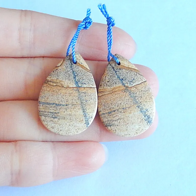 

Natural Gemstone ,Wholesale gemstone Natural Picture jasper Earring,Jewelry accessories Birthday gift,30x21x5mm,8g