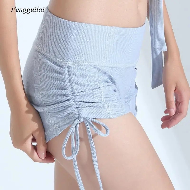 

Sports Lace Up Rib Shorts Women's Casual Running Fitness Elastic Hot Pants 2021 Fashion