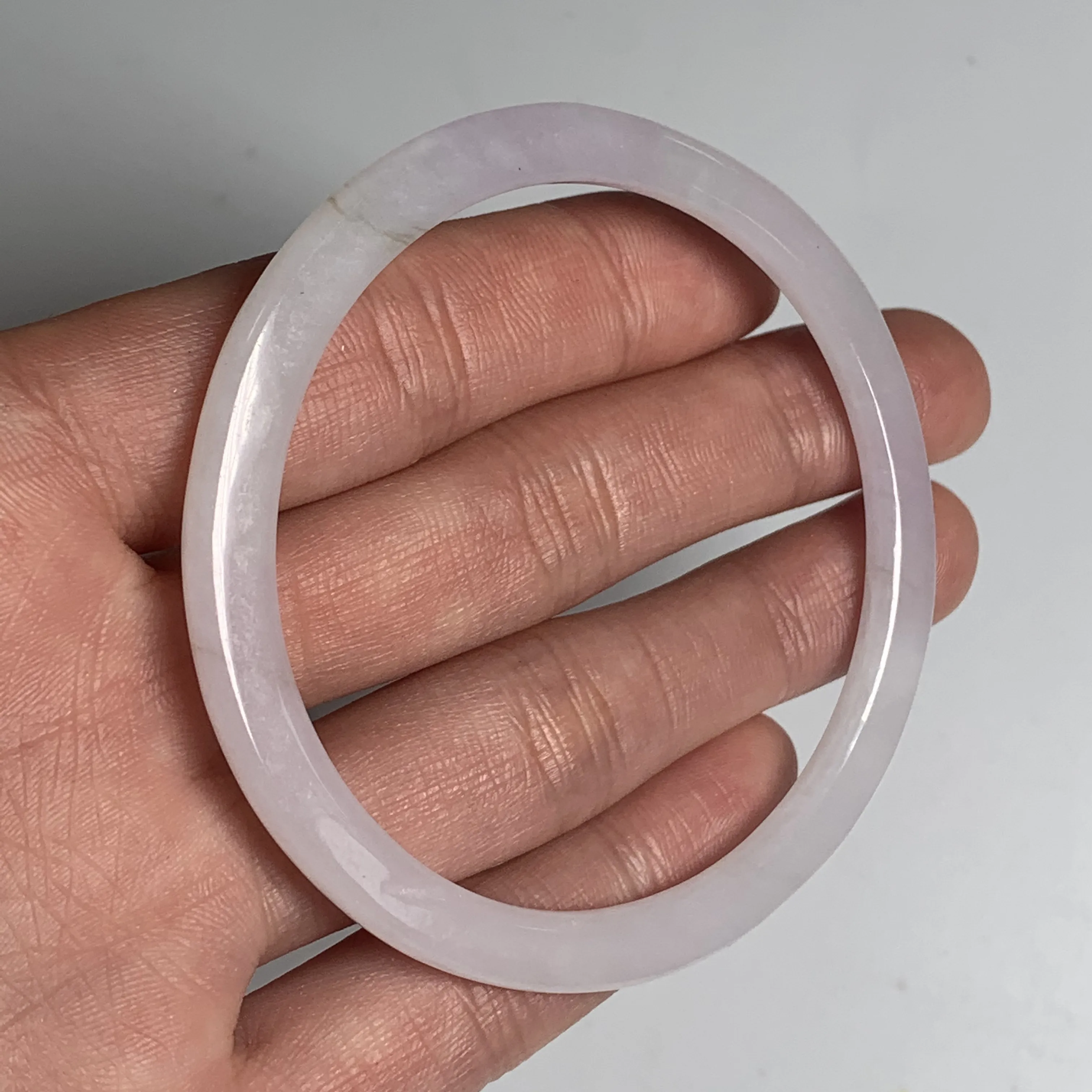 53.5mm Natural Ice Grade A Jade Thin Bangle green Burma Jadeite hand carved Lady Chain Female bracelet Myanmar Type stone | Украшения и