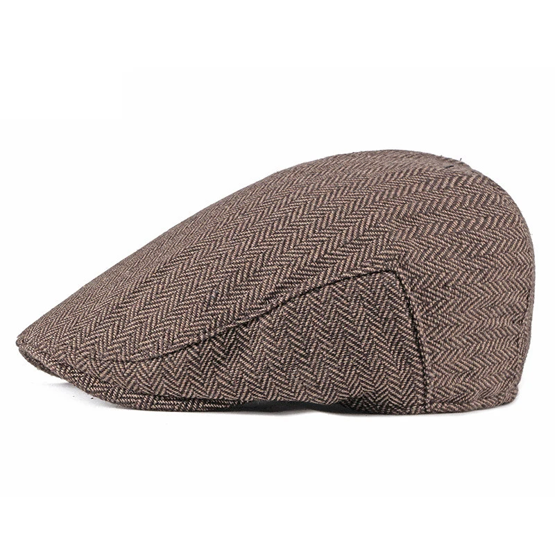 Coffe stripe beret FS, мужские и женские хлопковые береты, Ретро стиль, в черно-белую полоску, плоская плюща, газетчик, шапки, Осень-зима, шерстяные береты, Fshion - Цвет: Coffe stripe beret