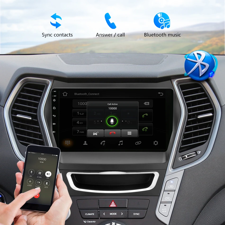 Jansite " Автомобильный радиоплеер для hyundai Santa fe 2013- Авторадио Android 2G+ 32G Сенсорное зеркало-link плееры с рамкой