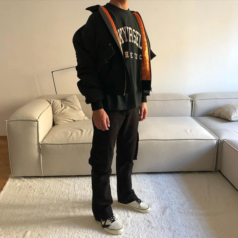 

Куртка-бомбер мужская с V-образным вырезом, на молнии, с длинным рукавом