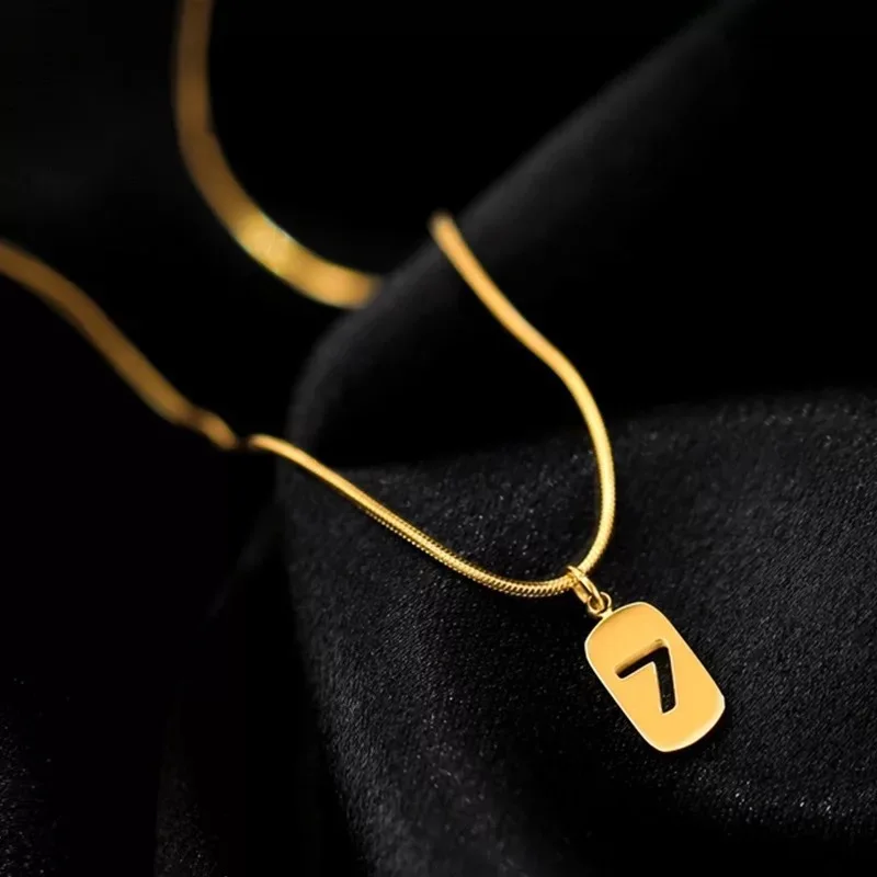 

Gold Color Number 7 Stainless Steel Pendant Necklace for Women Trendy Clavicle Chain Lucky Jewelry