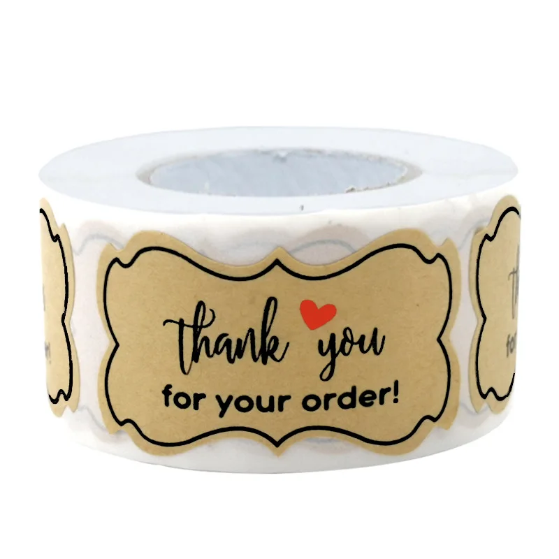 

3 Rolls Kraftpaper Sticker Labels 'Thank You for Your Order' Sealing Sticker Baking Cake Decoration