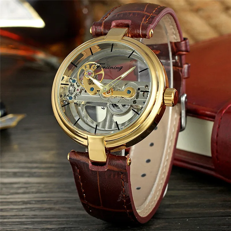 Часы наручные FORSINING Мужские автоматические механические Спортивные прозрачные в