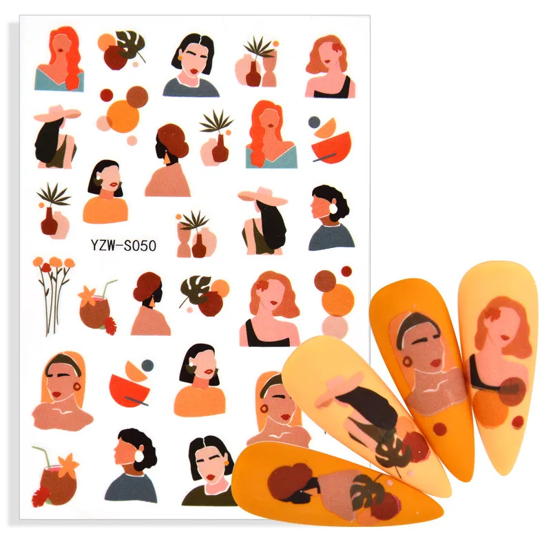 

1 лист 3D букетные персонажи цветные цветы осенние самоклеющиеся наклейки бумажные микс шаблон DIY украшения для дизайна ногтей