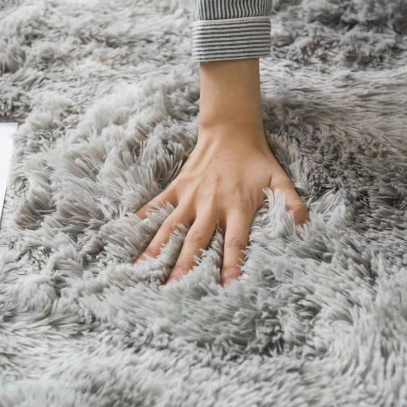 

Nordic fluffy carpet rugs for bedroom/living room rectangle Large size plush anti-slip soft carpet white pink red 13 colors