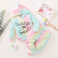 infant toddler newborn baby girl clothes tie dye side pink coat hoodie top sweatshirt pants leggings outfits set hooded