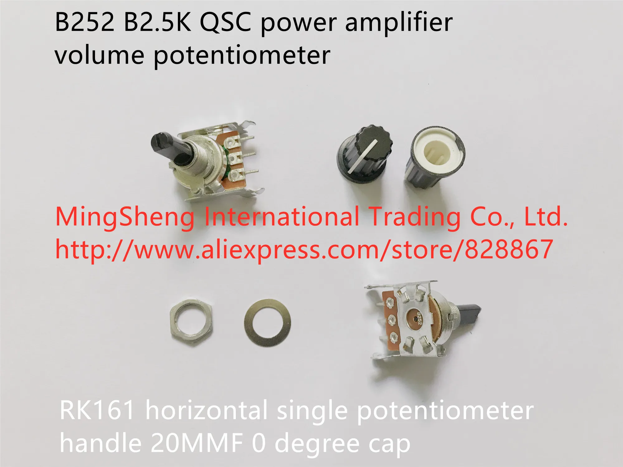 

Original new QSC power amplifier volume potentiometer RK161 horizontal single potentiometer B252 B2.5K handle 20MMF 0 degree cap