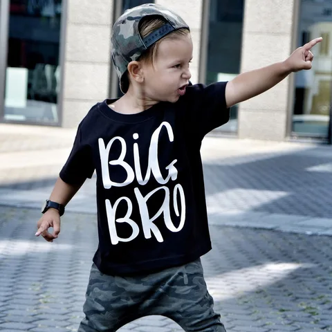 Милая детская футболка для мальчиков с рисунком «Большой Брат» Летний Повседневный серый костюм с надписью для малышей Модная одежда для От 1 до 12 лет и мальчиков «Брат» Семейные футболки для братьев