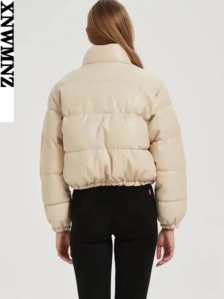 XNWMNZ women's faux leather jacket coat female high neck long sleeves Casual warm winter jackets for women 2021 winter clothes