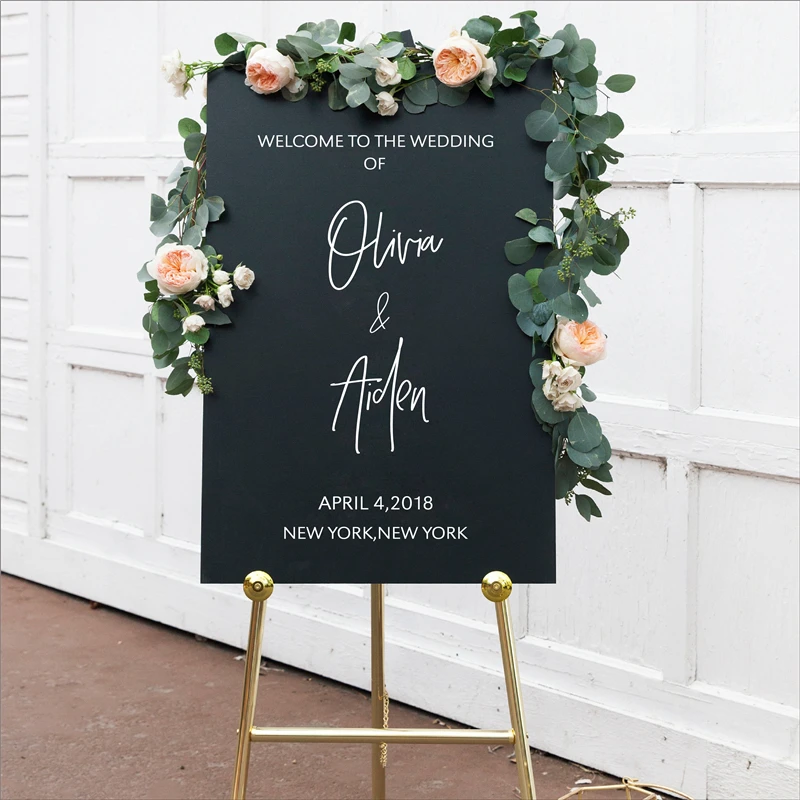 

Personalized Welcome Sign Decals Sticker Wedding Decor Vinyl Removable Waterproof Wedding Reception Welcome Sign Decal LW538