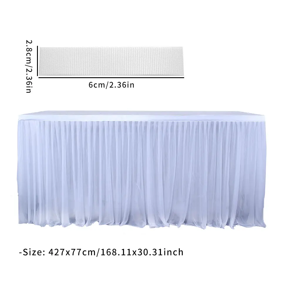 

14FT Tulle Table Skirt Mesh Tutu Pleated Rectangular Table Skirt Party Home Decor Table Skirting Birthday Party
