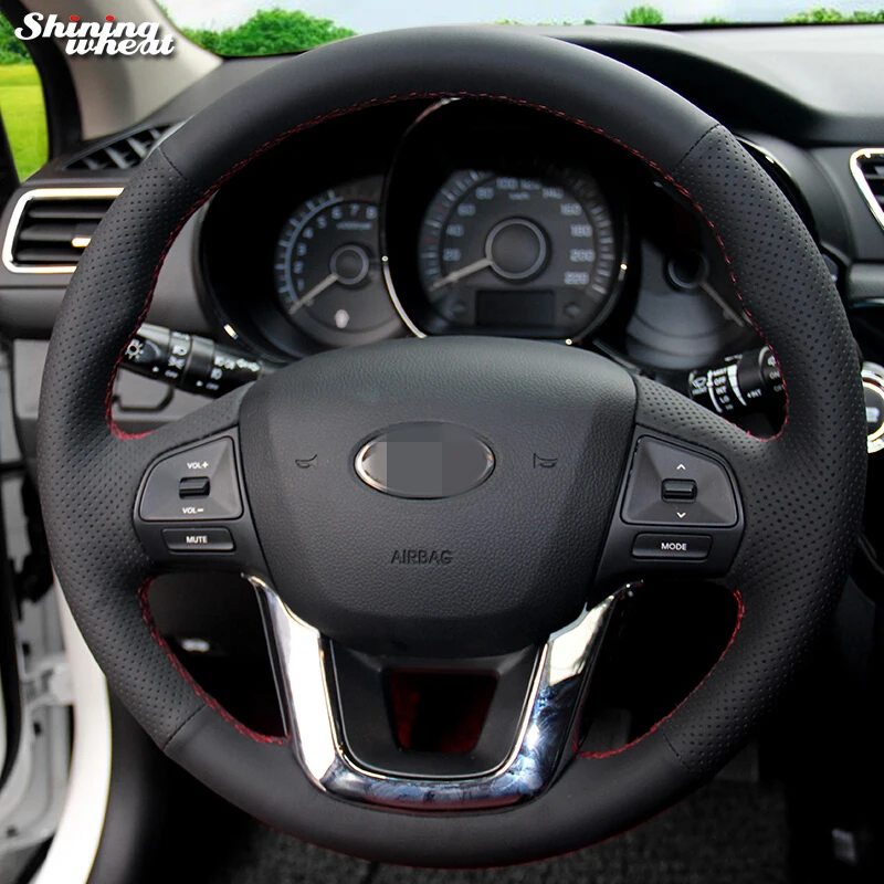 

Black Genuine Leather Steering Wheel Cover for Kia K2 Kia Rio 2011-2013