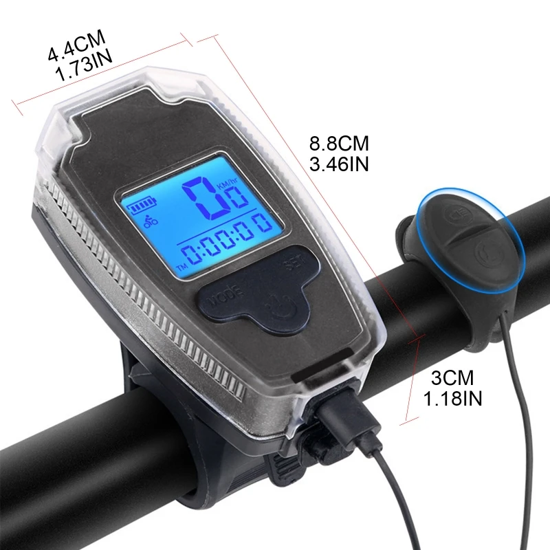 

Square Bicycle Stopwatch Horn Lights Simple Design Bike Head Lamp Super Bright