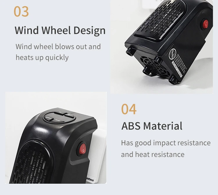 500W Портативный настенный Электрический маленький вентилятор для обогрева