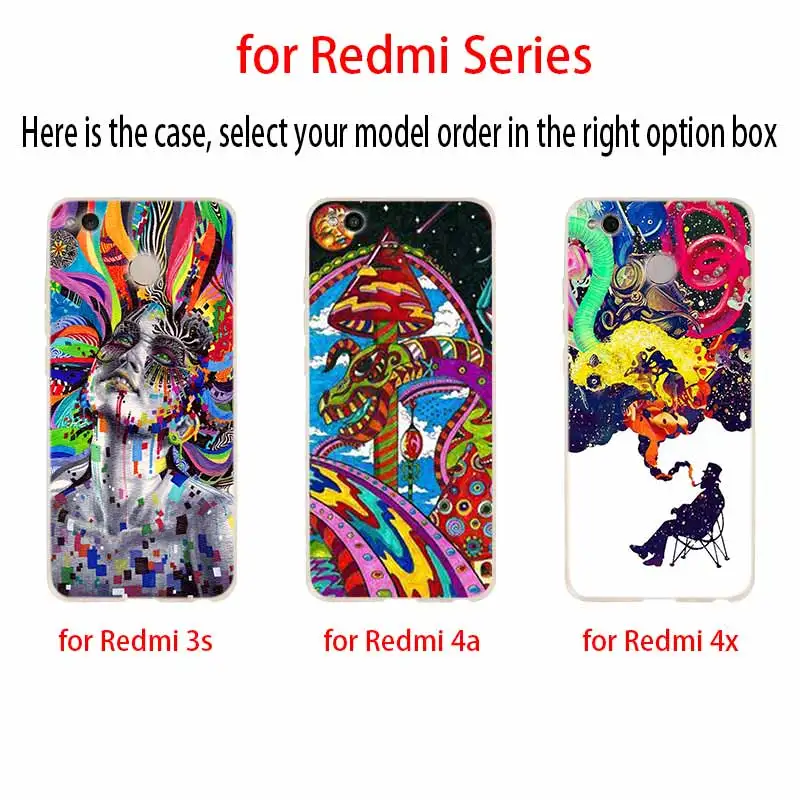 Силиконовый чехол для Xiaomi Redmi 10 9 8 7 6 5 4 A 9at Prime 4x Y3 с психоделическим рисунком |