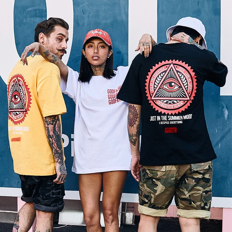 Футболка REM мужская с геометрическим треугольным глазом Повседневный хлопковый