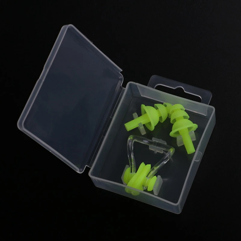 1 Set Waterproof Soft Silicone Swim Nose Clip Ear Plug Diving Reduction Noise With Box Water Swimming Accessorie | Спорт и