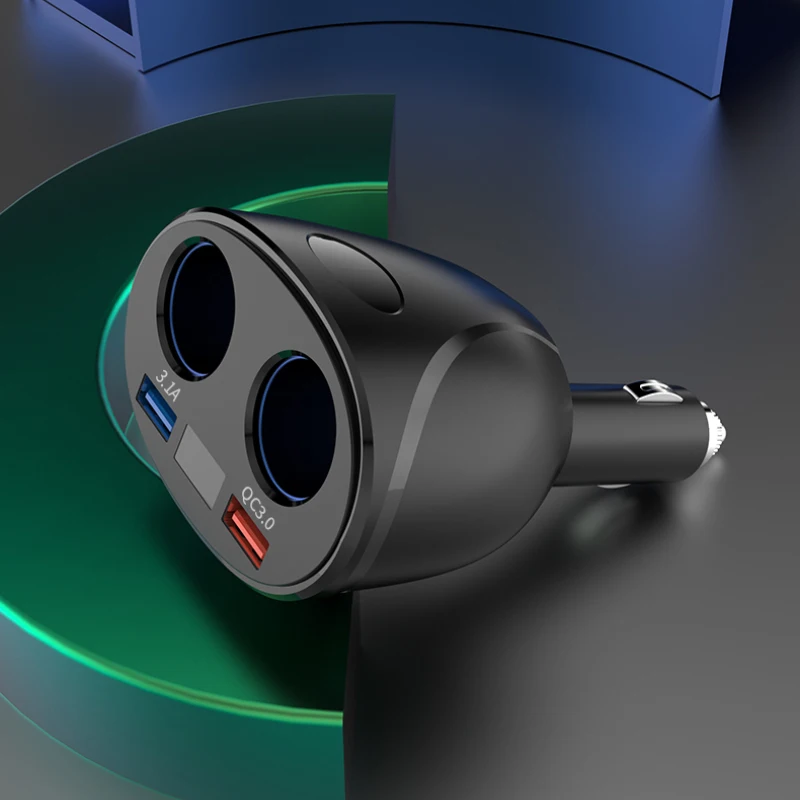

Car Charger QC3.0 3.1A Dual USB Car Charger Fast Charging Quick Charge Power Adapter With Double Cigarette Lighter Socket TSLM1