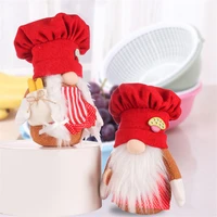 2021 navidad christmas decor faceless doll in red knitted chef hat christmas gift happy new year christmas decorations for home
