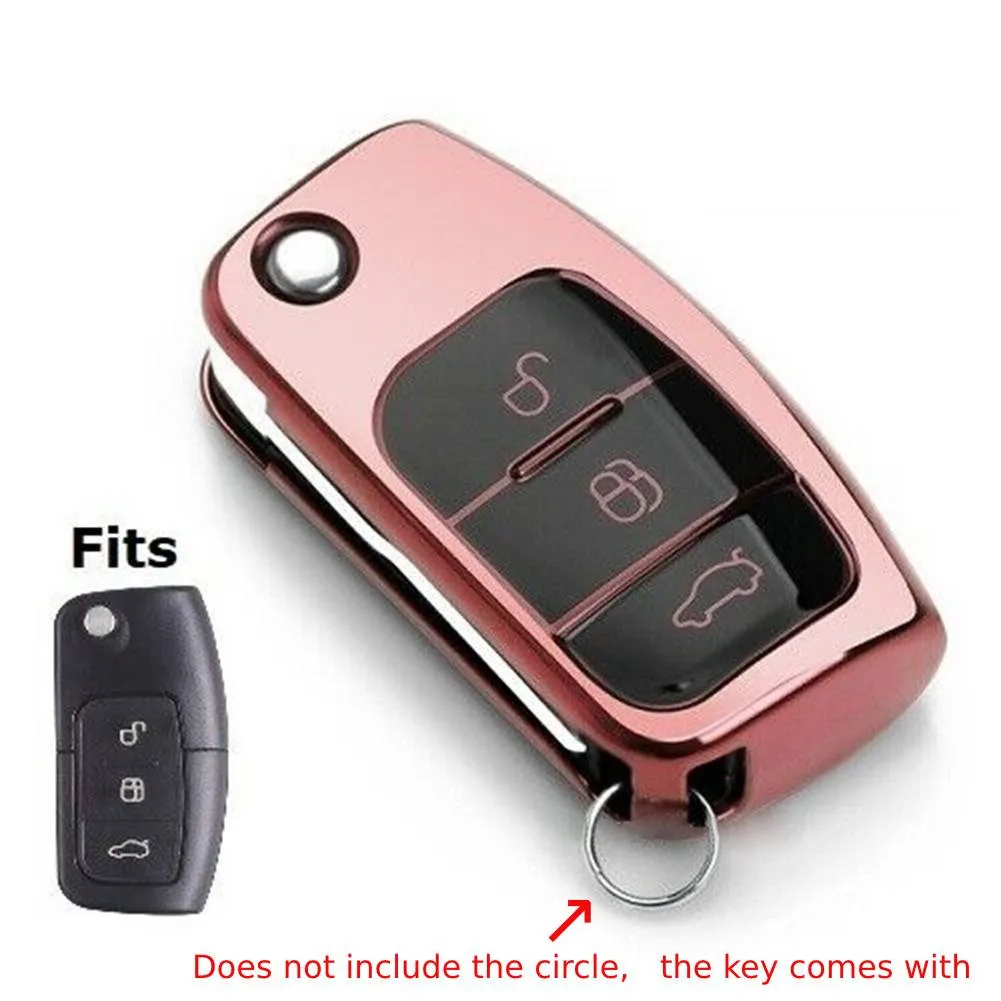 

Remote Key Chain Replaces Rose Gold Soft TPU 3 Button Accessory Car Case
